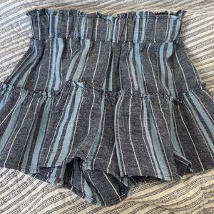Vanilla Star Striped Denim Skirt Like Shorts